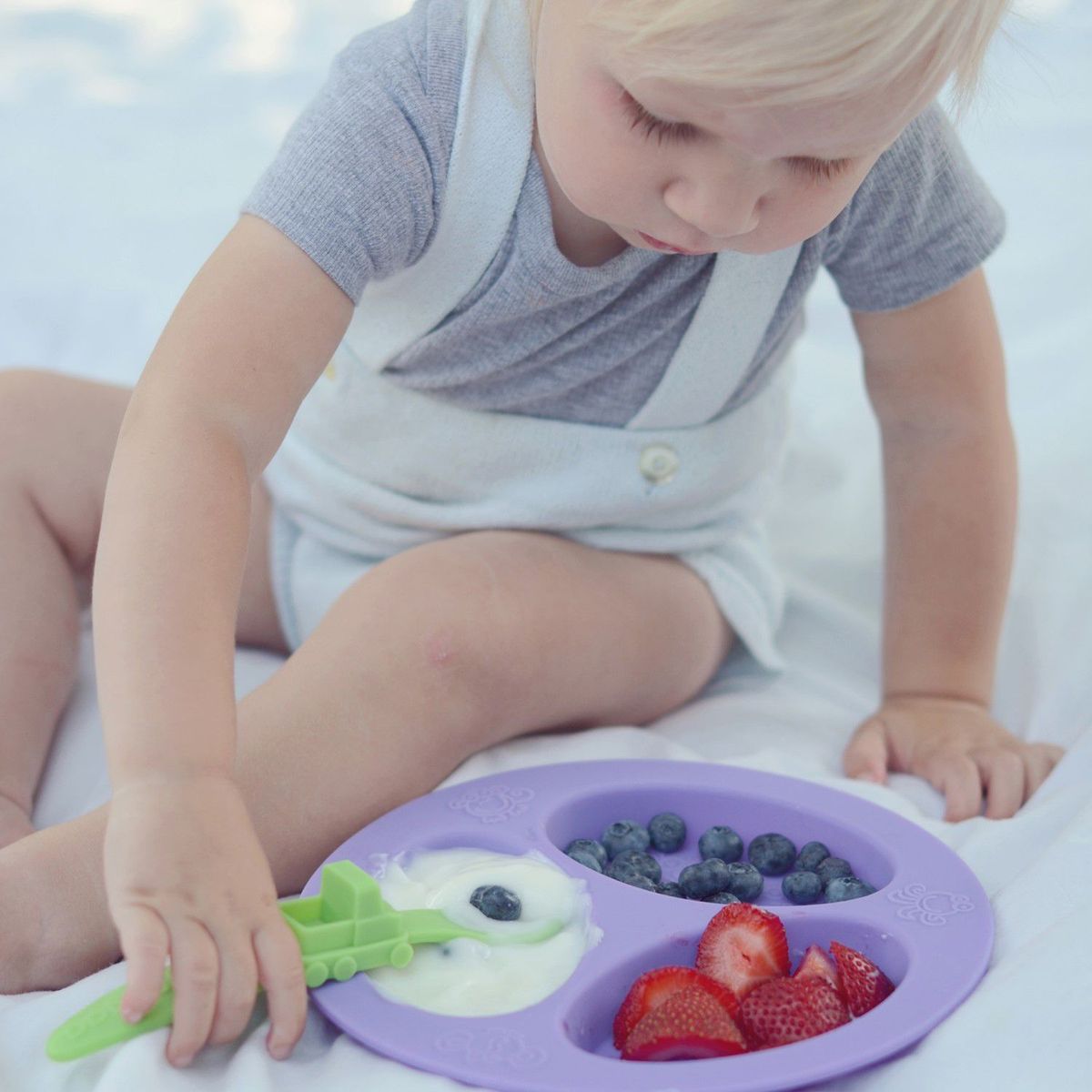 GENERICO - Plato para Bebé con Divisiones de Silicona Morado