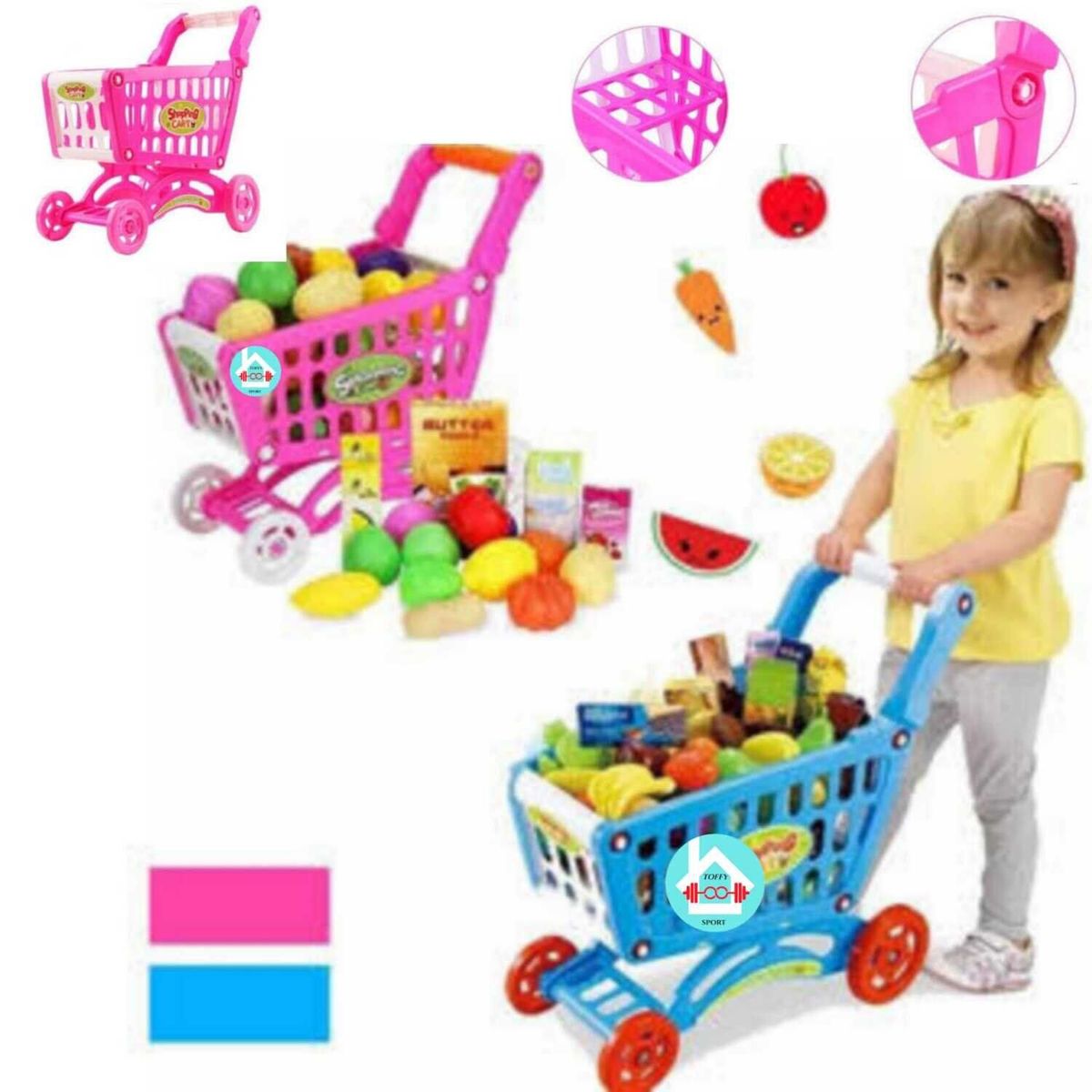 GENERICO - Carrito supermercado para niñas 56 piezas