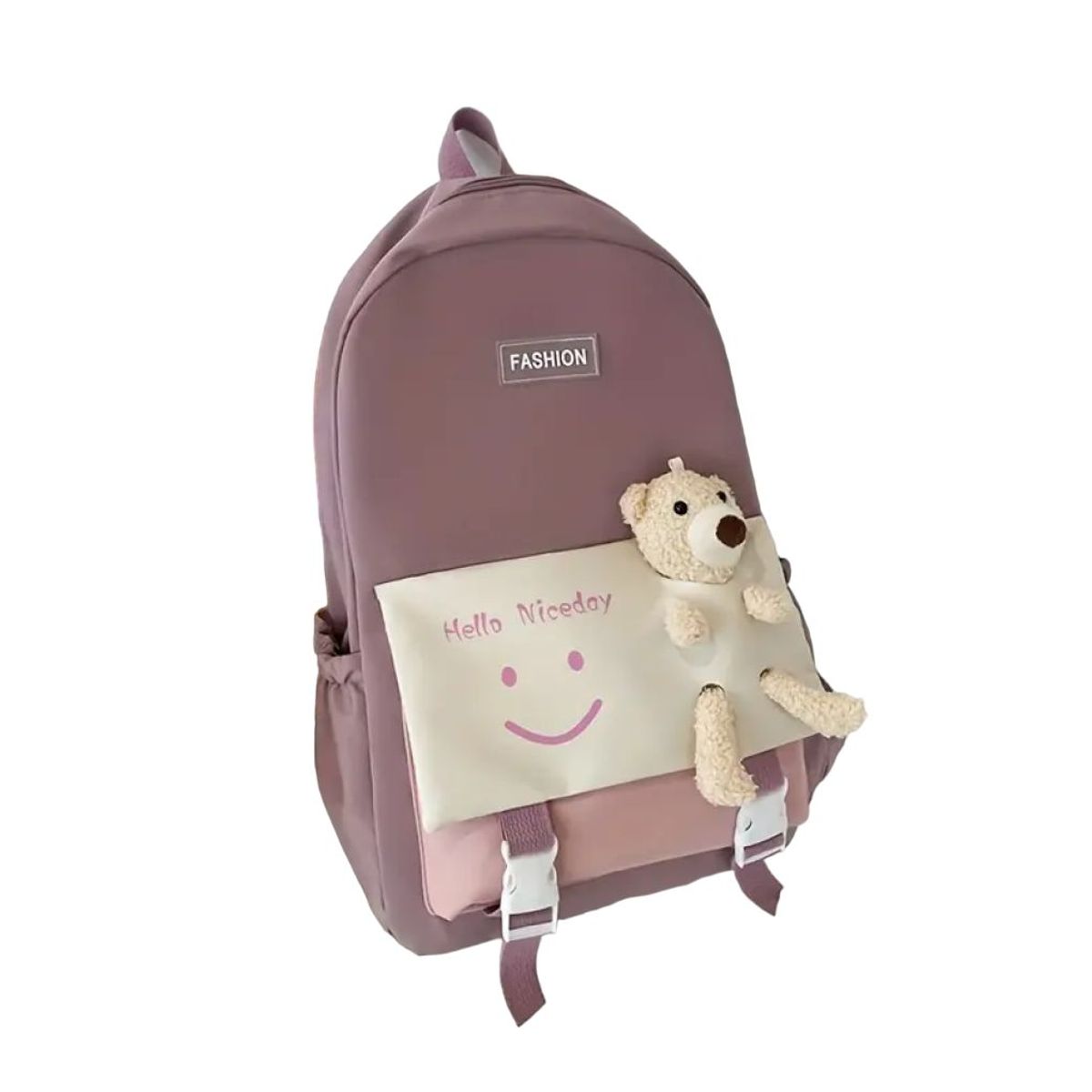 GENERICO - Mochila con oso y múltiples de bolsillos - MORADO