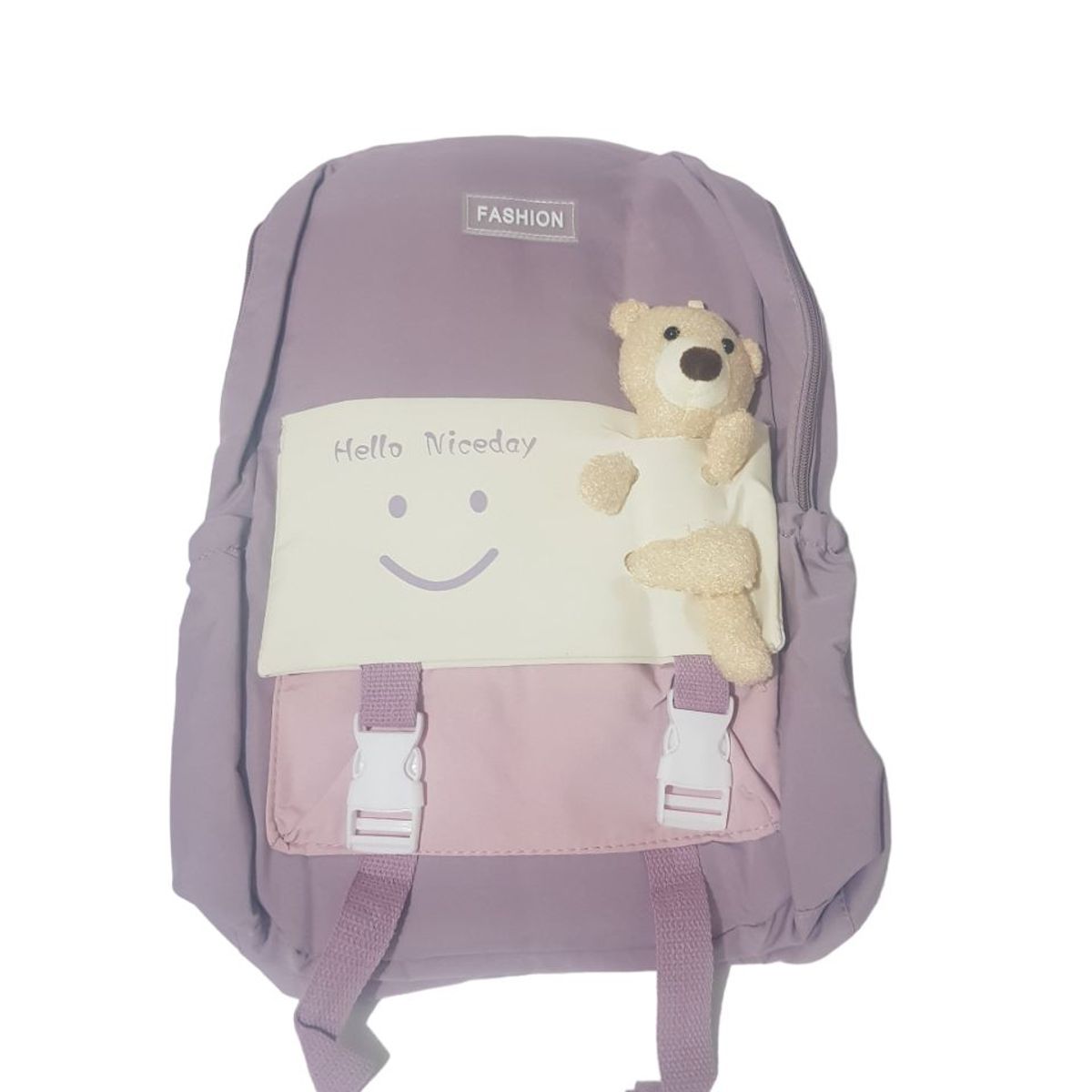 GENERICO - Mochila con oso y múltiples de bolsillos - MORADO
