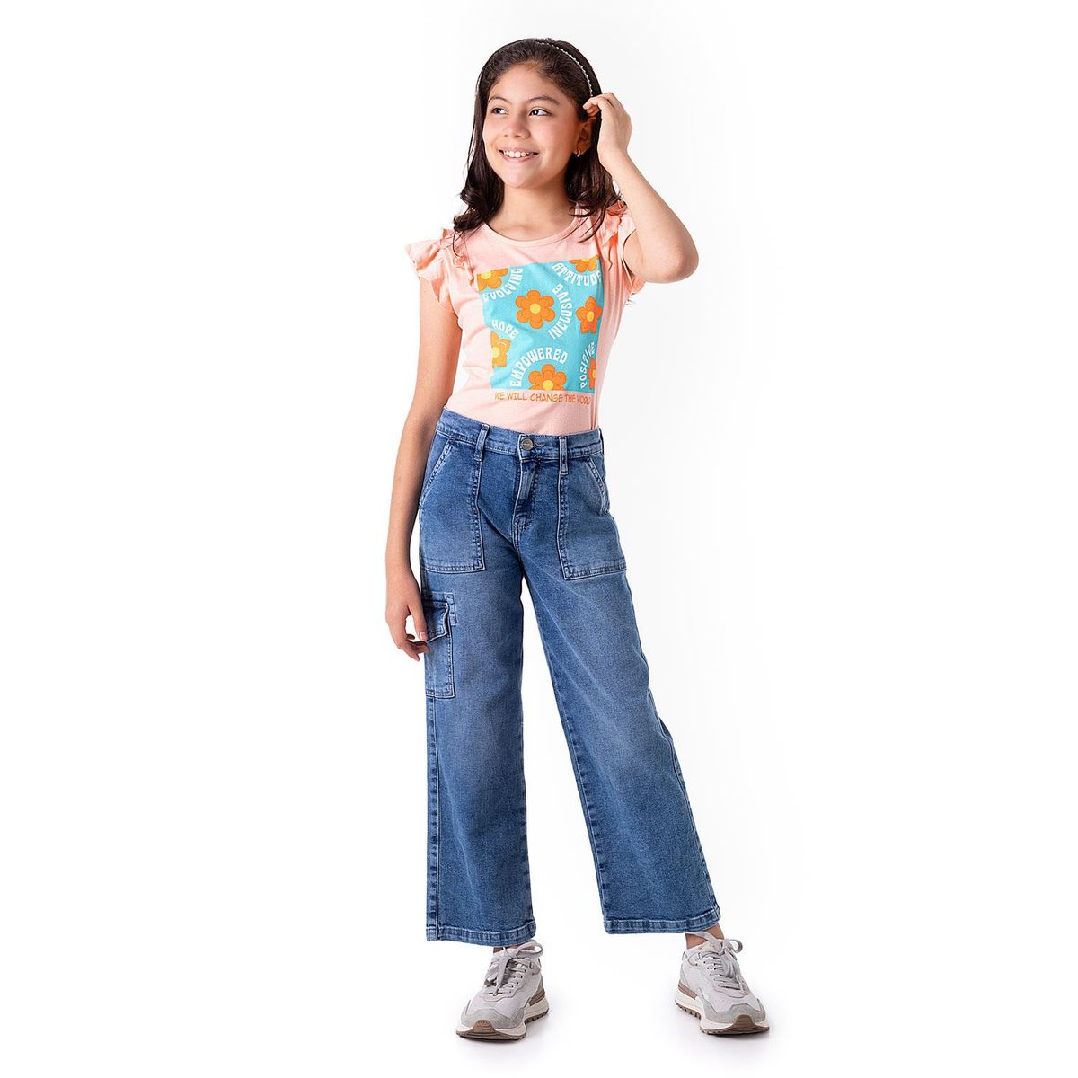 PIONIER - Pantalon Cargo Denim Stretch Atice Niña