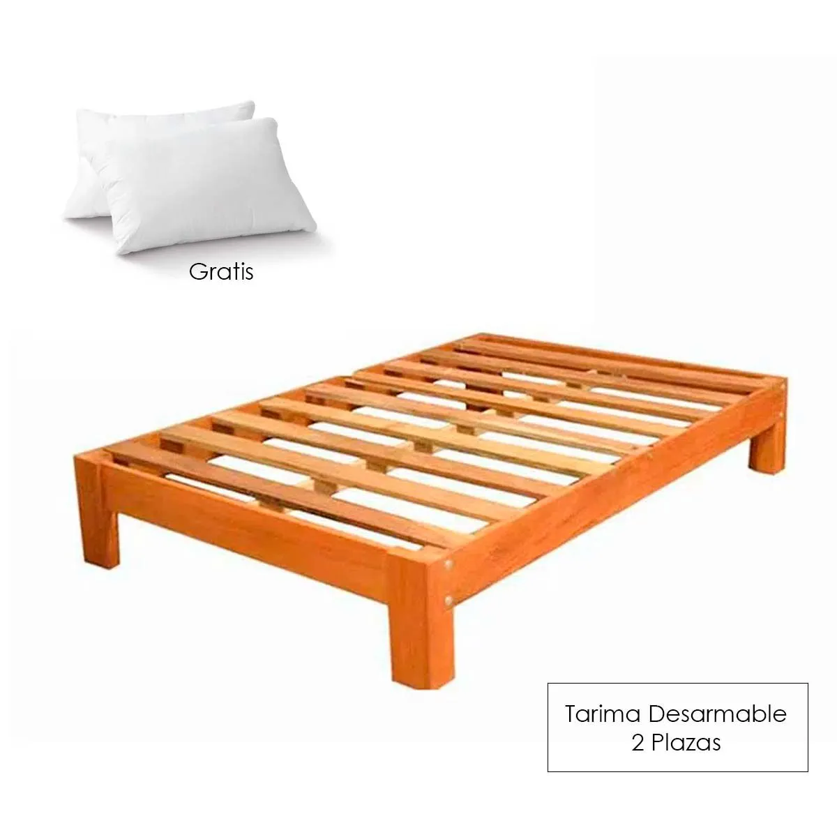 GENERICO - Tarima Desarmable Madera Capirona Cama 2 plz Almohada