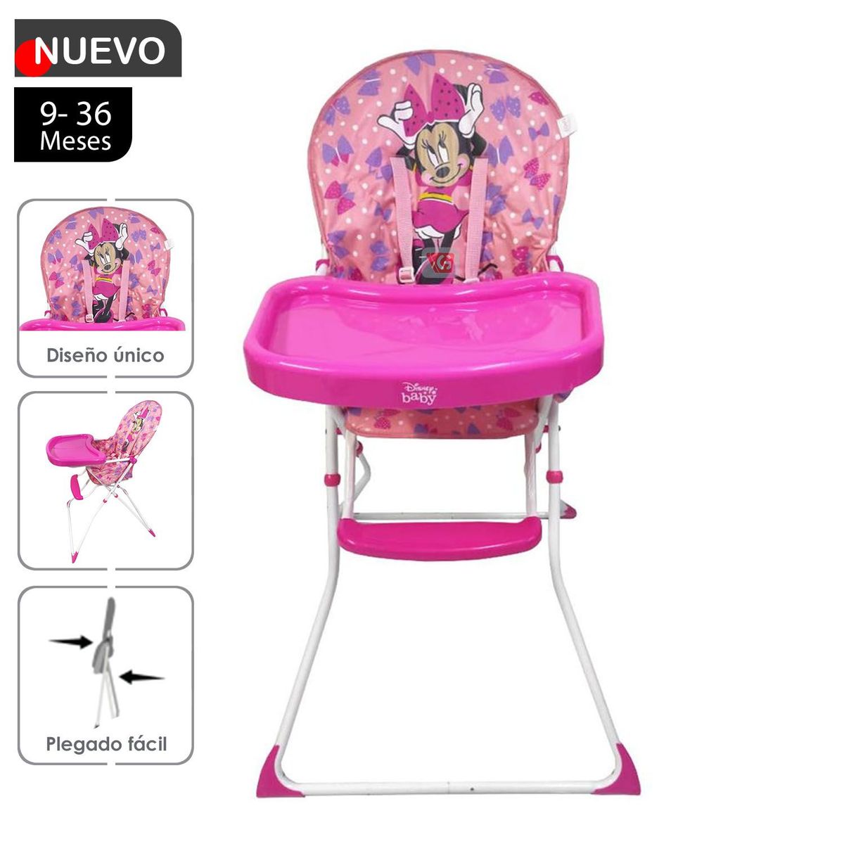 DISNEY BABY - Silla de Comer plegable Minie Rosado