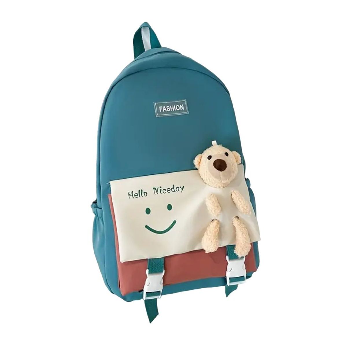 GENERICO - Mochila con oso y múltiples de bolsillos - VERDE