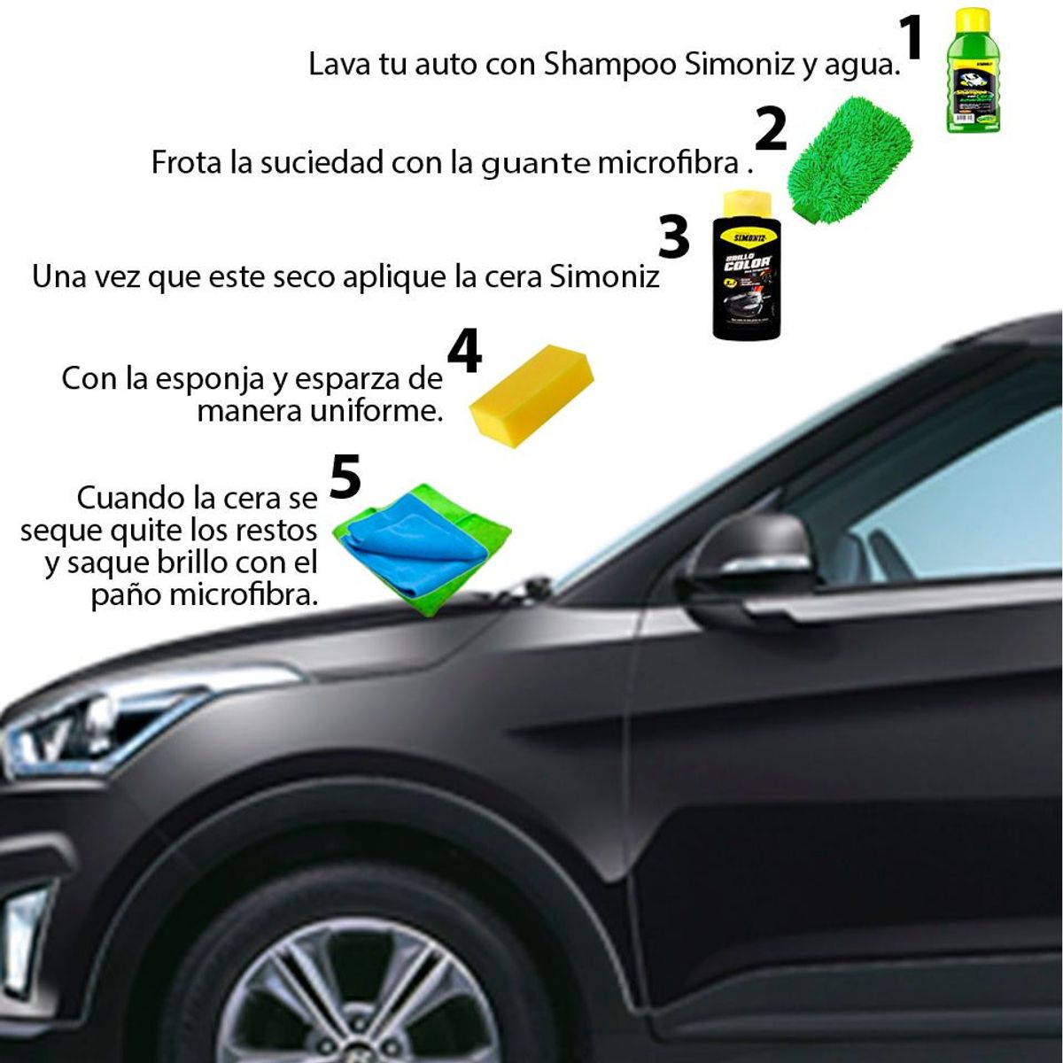 GENERICO - Kit De Tratamiento De Pintura Para Auto Negro Simoniz Cera