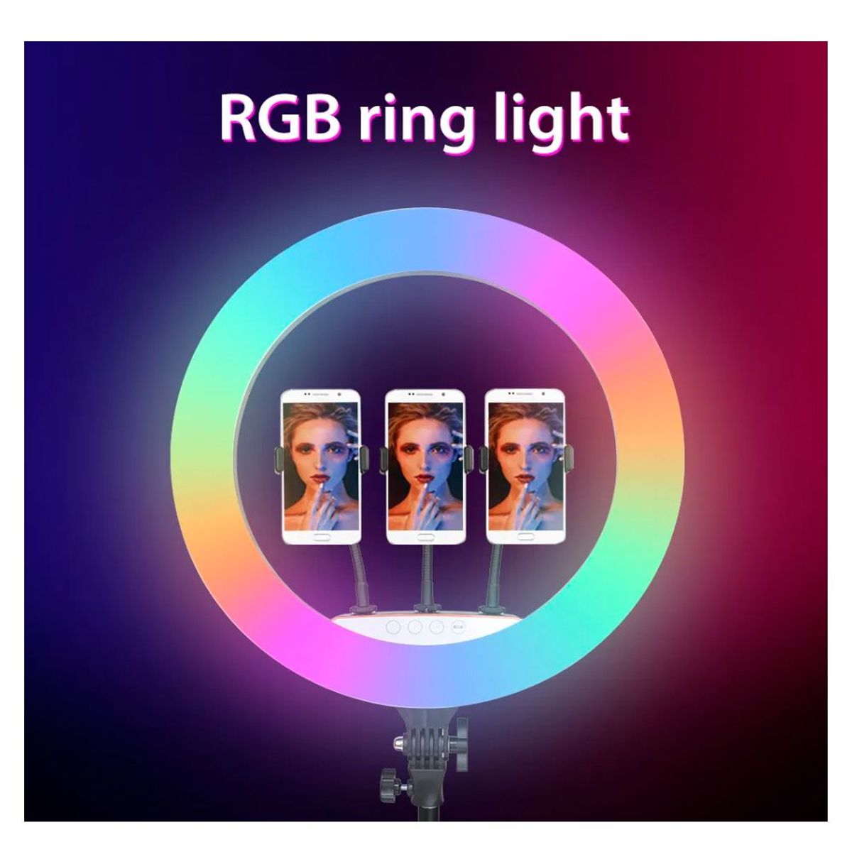 IMPORTADO MC - Aro De Luz Rgb Multicolor De 45 Cm Profesional Con Tripode 2.10 m