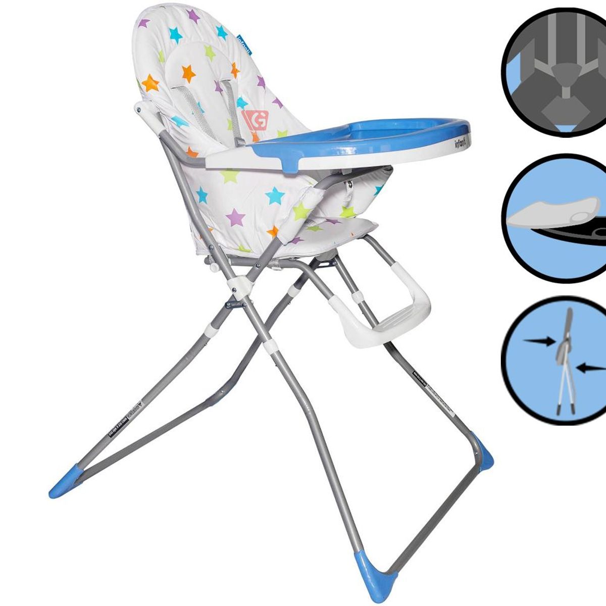 INFANTI - Silla de Comer Plegable CANDY Blue