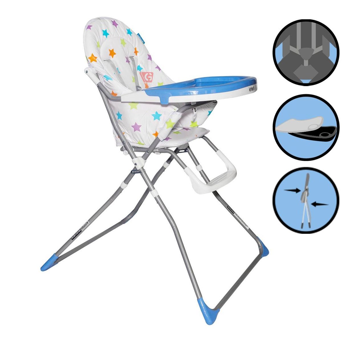 INFANTI - Silla de Comer Plegable CANDY Blue