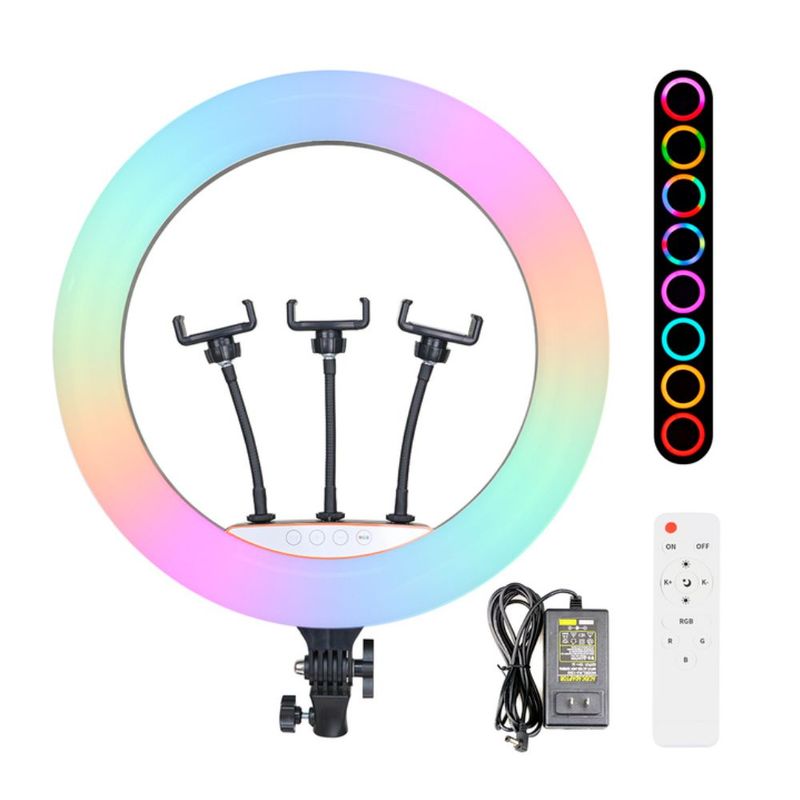 GENERICO - Aro De Luz Rgb Multicolor De 45 Cm Profesional Con Soporte de Telefono