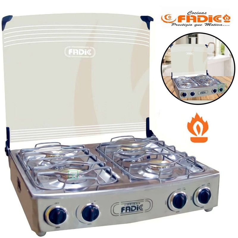 FADIC - Cocina de Mesa con Tapa de Vidrio Aurora 22 4H