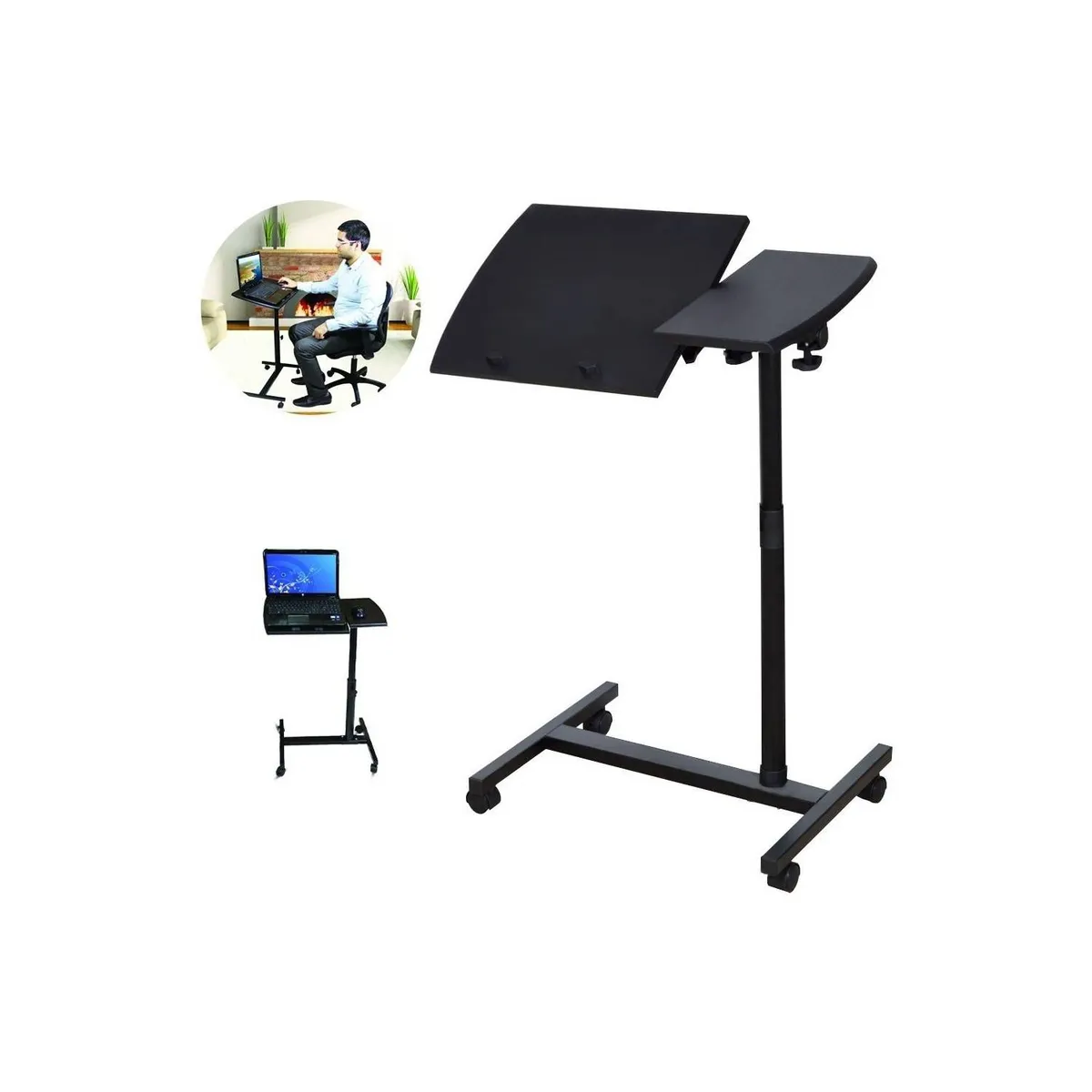 GENERICO - Mesa Escritorio Plegable para Computadora Laptop con Ruedas