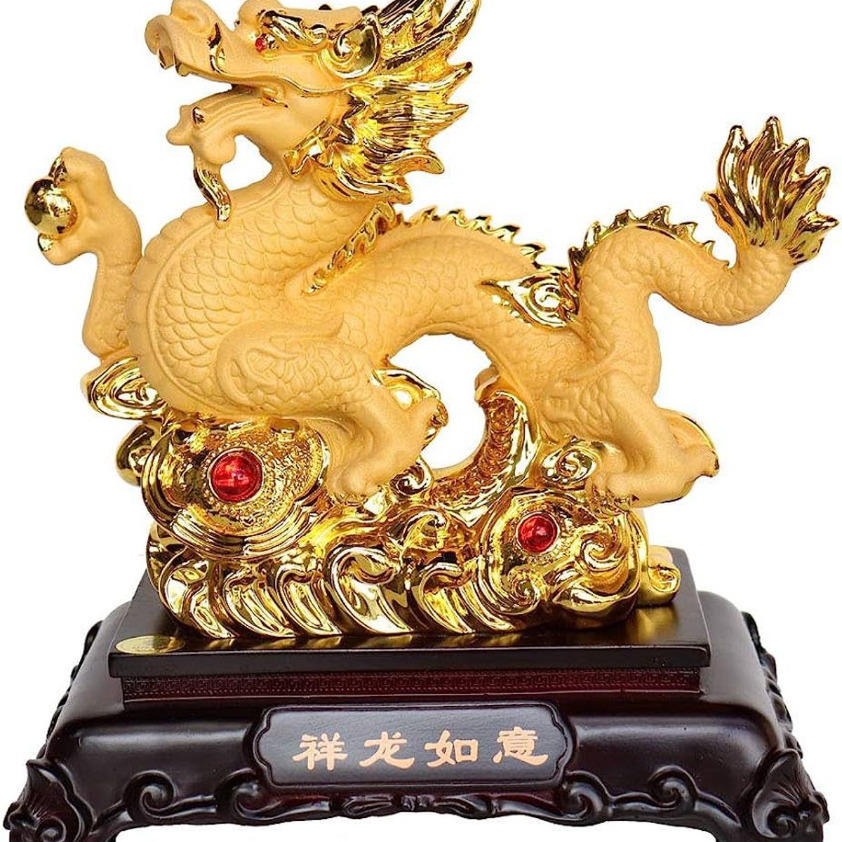 GENERICO - dragon con perla de oro de resina