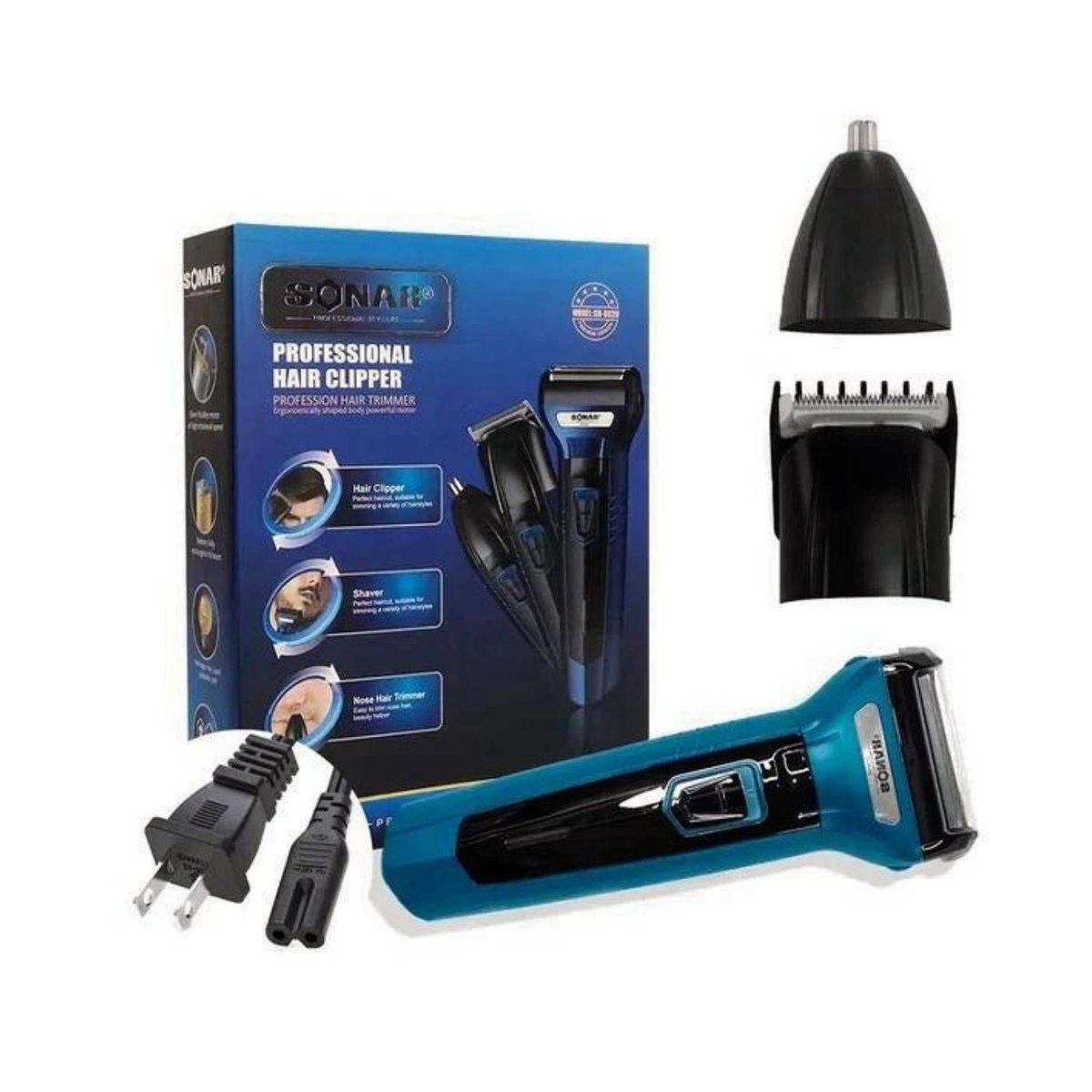 GENERICO - Cortapelo 3 Cabezales Sonar SN-6020 Recargable