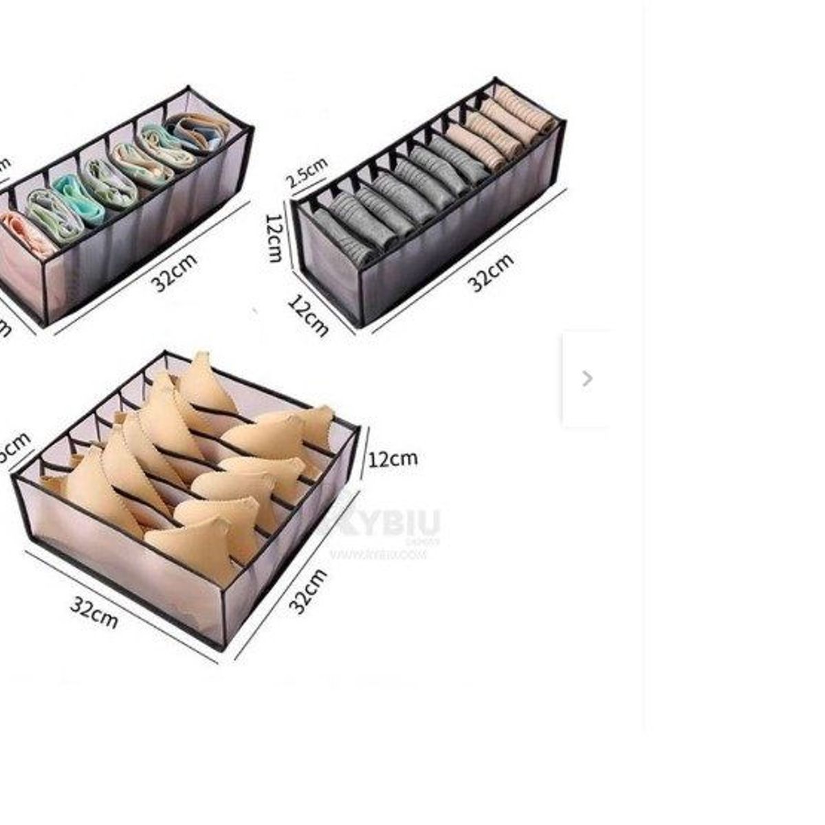 GENERICO - Pack de 3 organizadores de ropa interior plegables para cajones