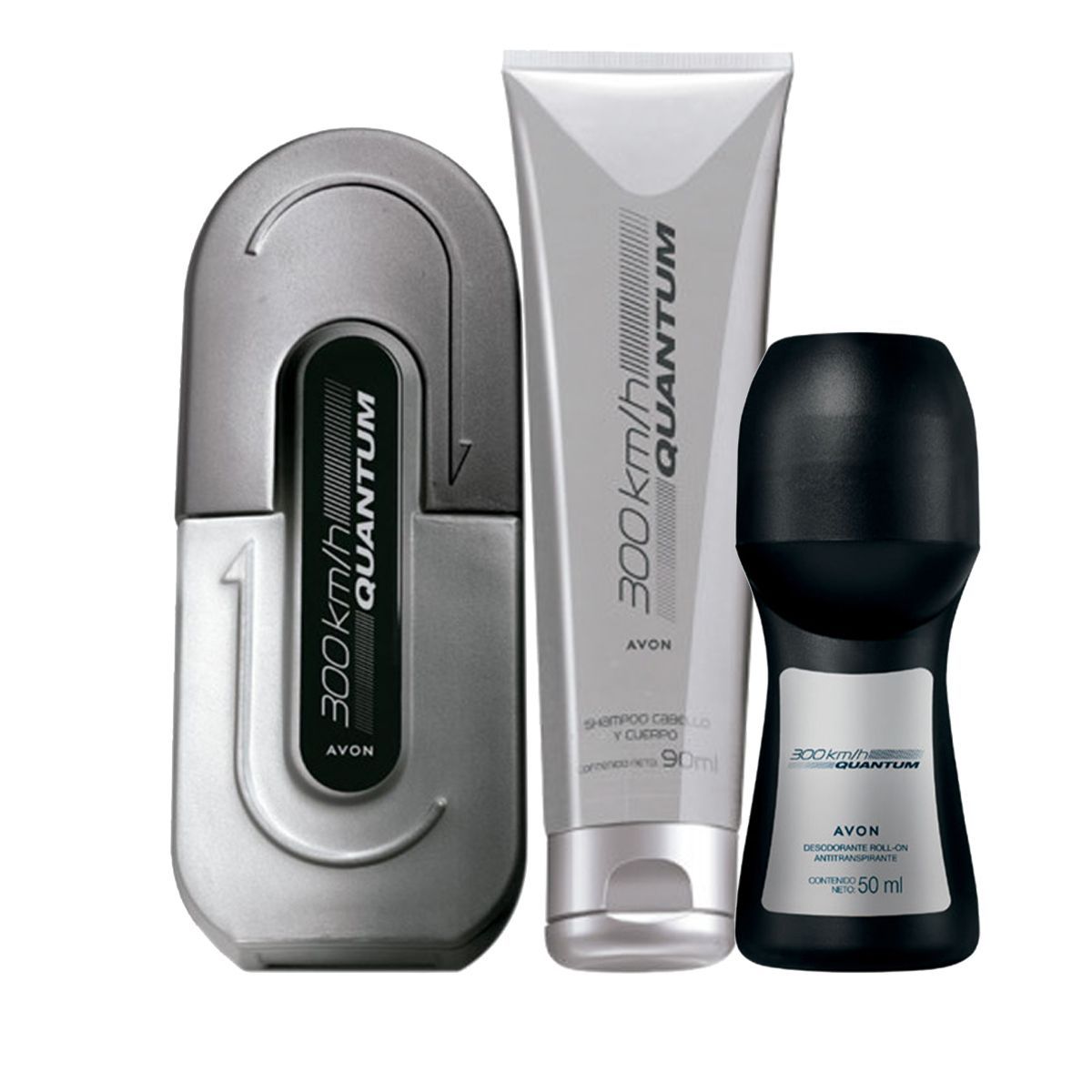 AVON - 300 Km/H Quantum Perfume de Hombre con  Deo y Shampoo