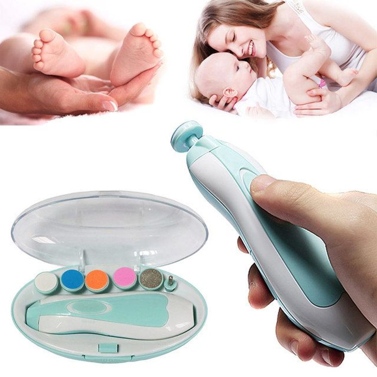 GENERICO - Limador de Uñas para Bebes - Set Limador Eléctrico celeste