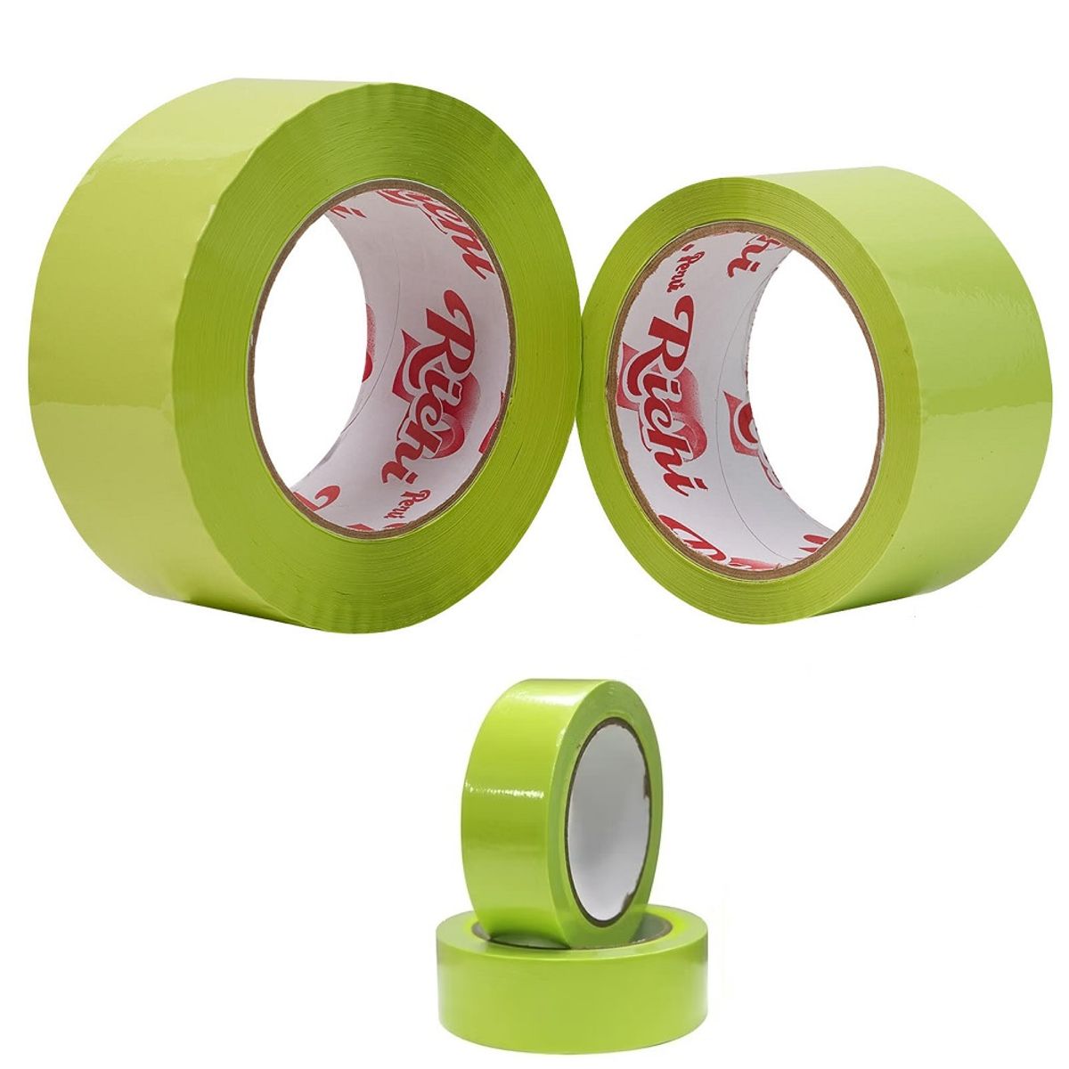 GENERICO - Cinta de embalaje de colores 200 Yardas - Verde limón / 6 Und