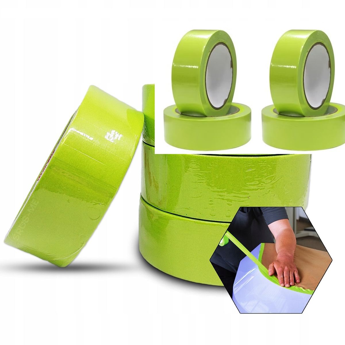 GENERICO - Cinta de embalaje de colores 200 Yardas - Verde limón / 6 Und