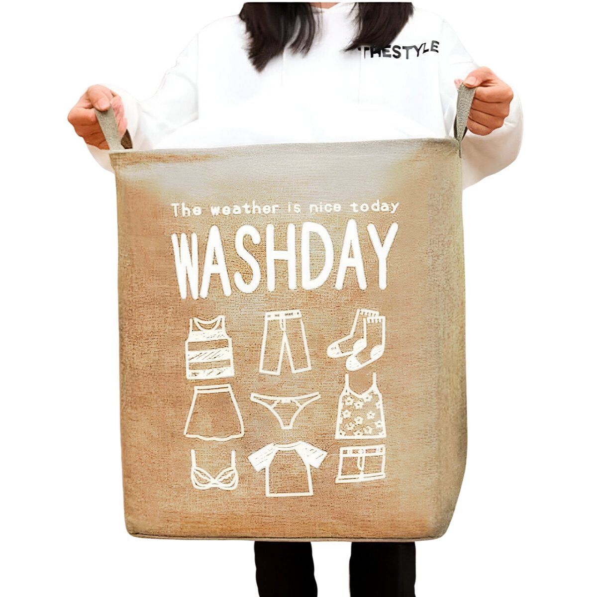 ELMEJORPRECIO - Cesta De Ropa Impermeable Multiuso Con Ajuste Washday Marrón Claro