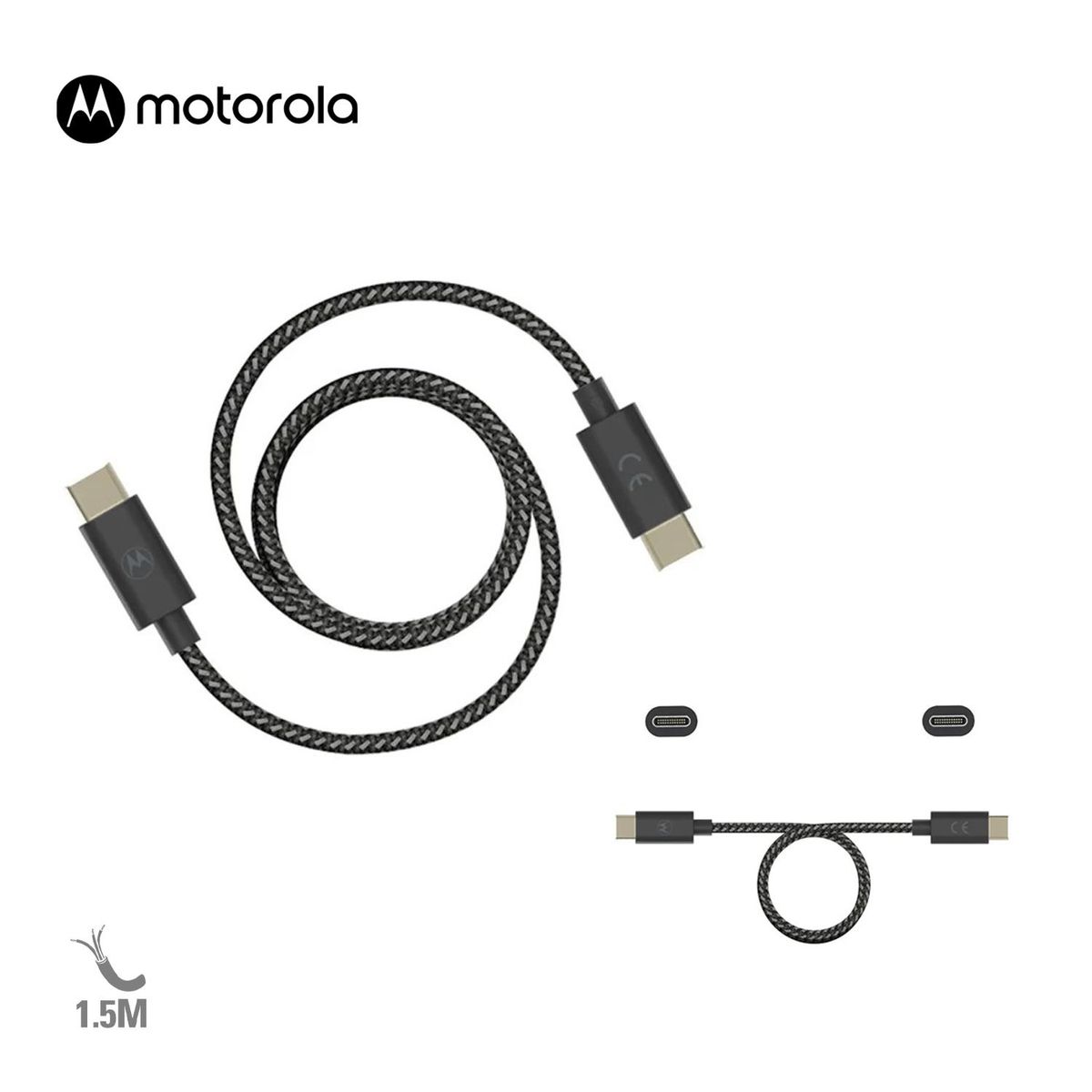 MOTOROLA - Cable Motorola TipoC a TipoC 15m Premium Carga UltraRápida SJCX0CCB15