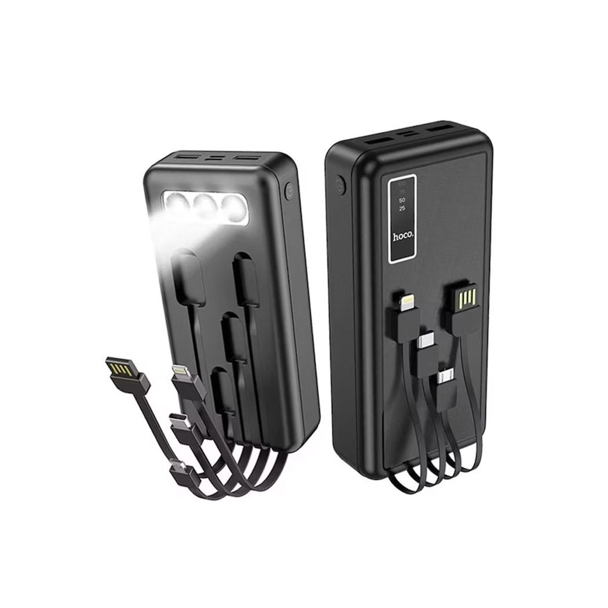 HOCO - Power Bank Hoco J77A 20.000mAh iluminación Led 4 Cables Negro