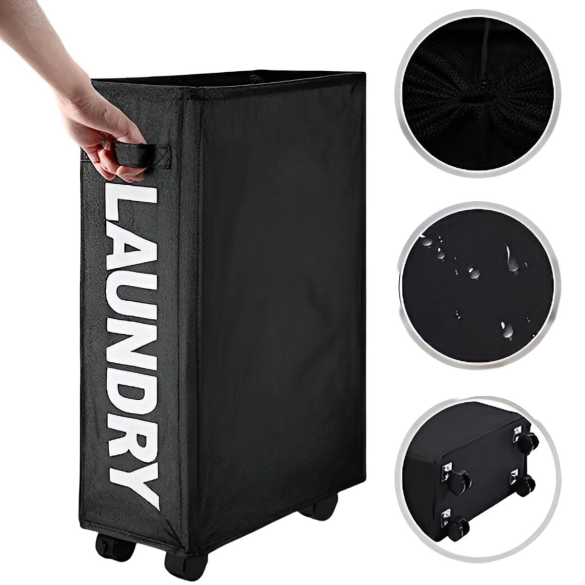 ELMEJORPRECIO - Cesta De Lavandería Multiuso Plegable Laundry Negro