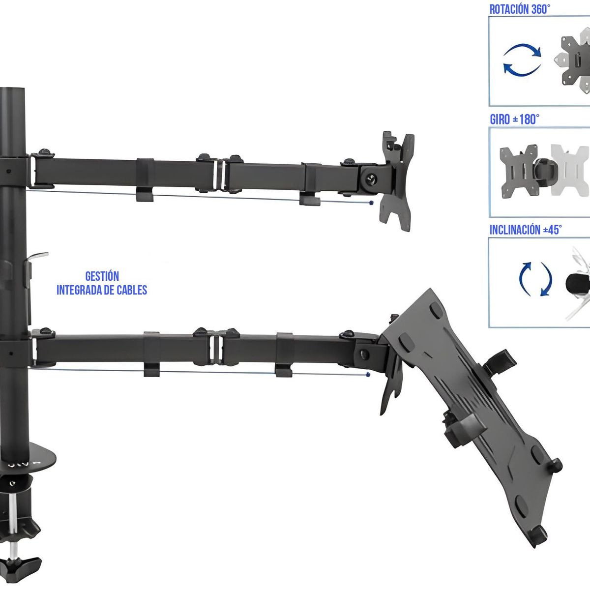 GENERICO - MONTECH - Rack Soporte Monitor 32 y Laptop 15.6 Pulg de Escritorio
