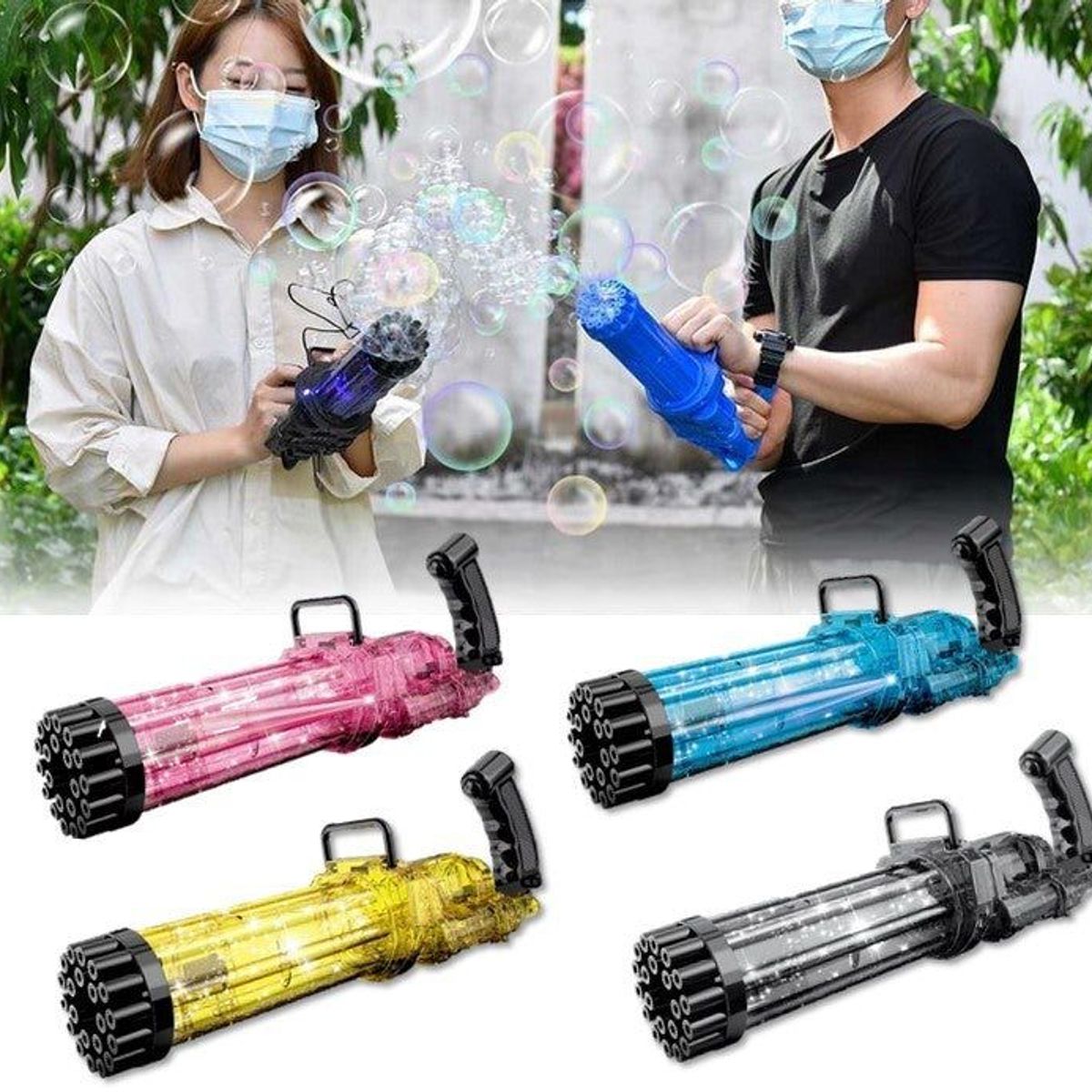 GENERICO - Lanza Burbuja 21 Agujeros con Luz Led  colores al azar