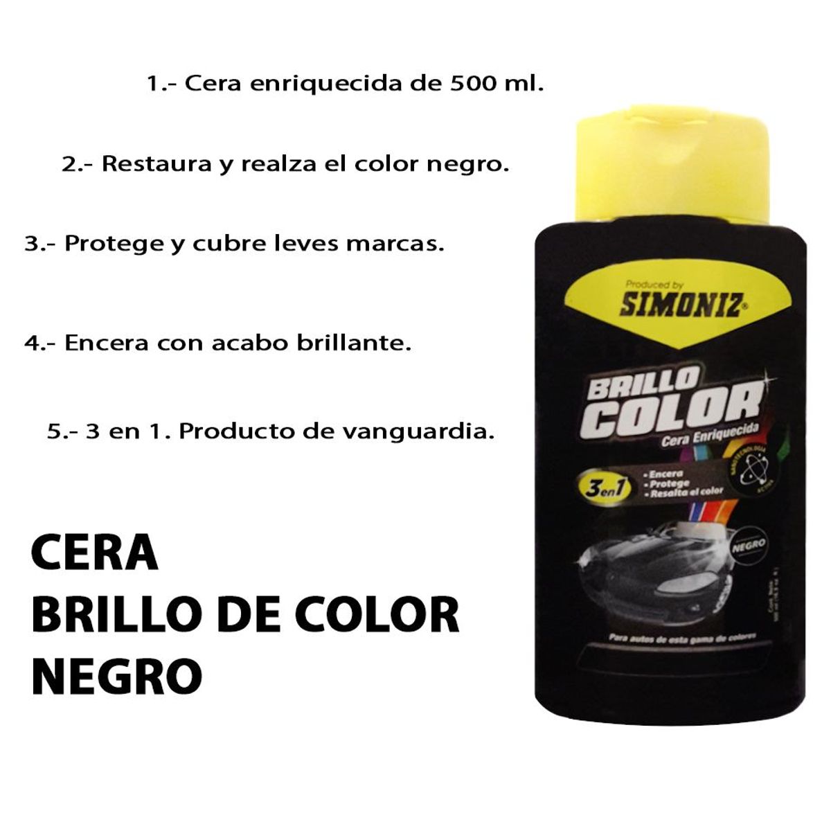 GENERICO - Cera Liquida De Auto Negro Simoniz 500ml 3en1