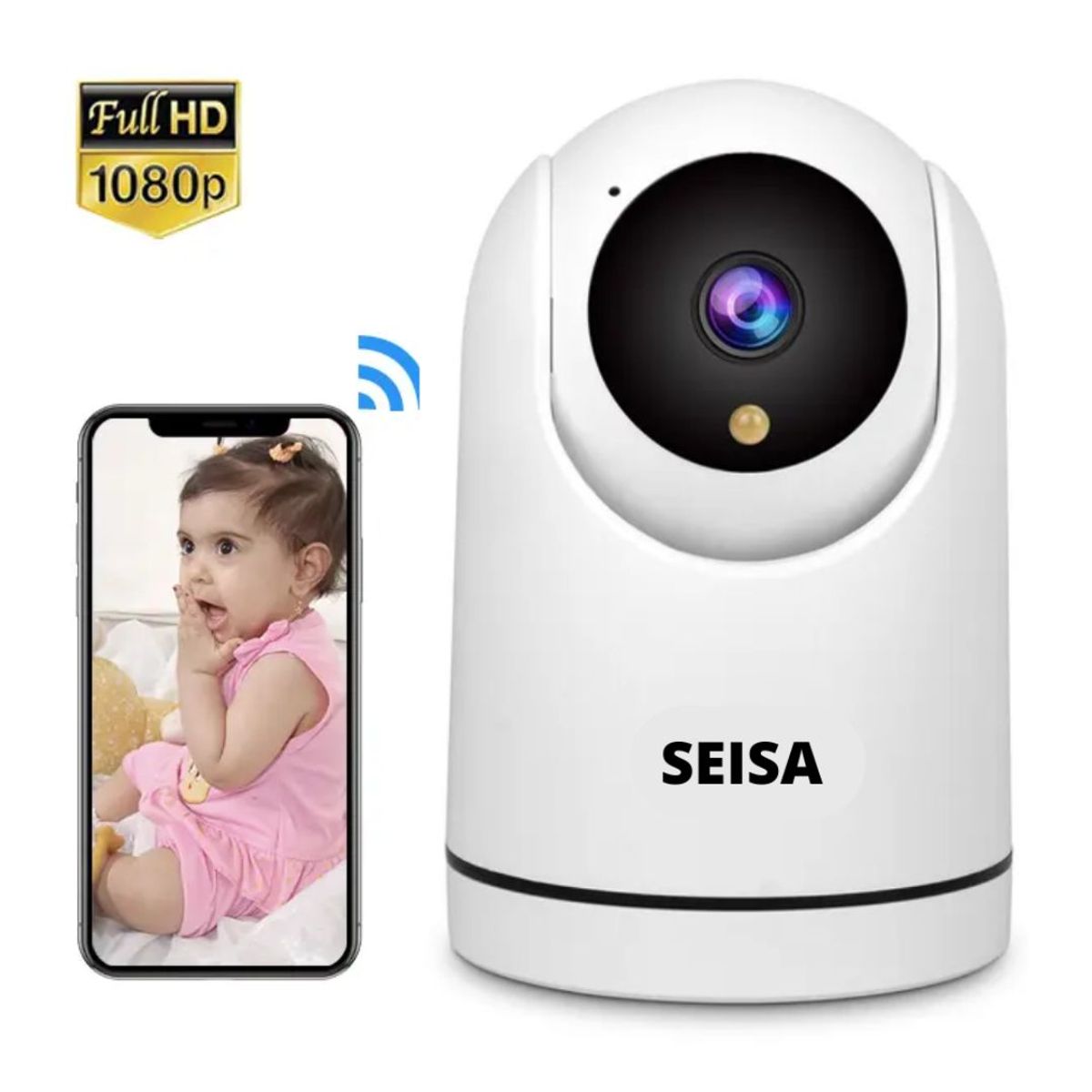 SEISA - Cámara Inalámbrica Wifi Full HD 360° SEISA 128 GB Audio Bidireccional IPC-S042