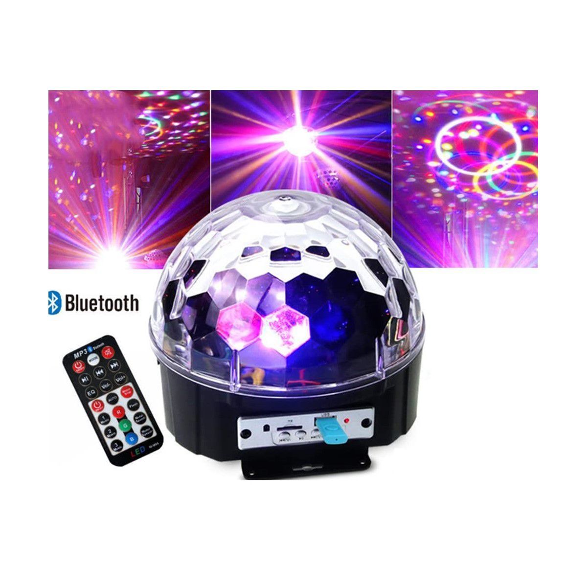 GENERICO - Bola disco luces led audioritmica fiesta evento mp3 bluetooth