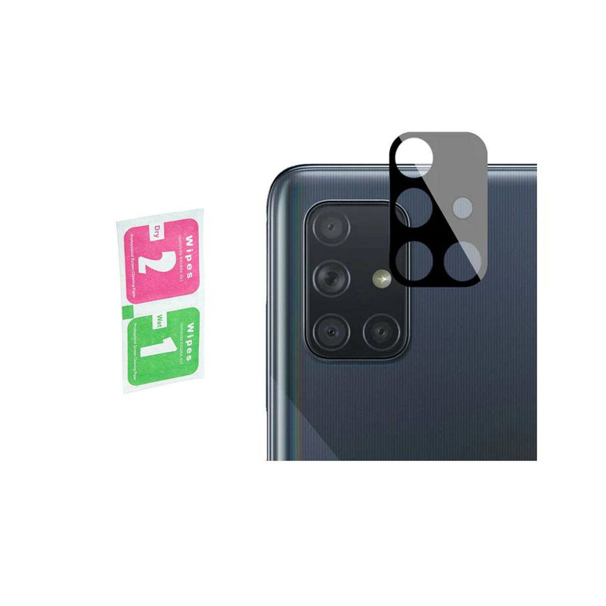 GENERICO - Vidrio Protector para Lente de Cámara Samsung  A71 - Negro