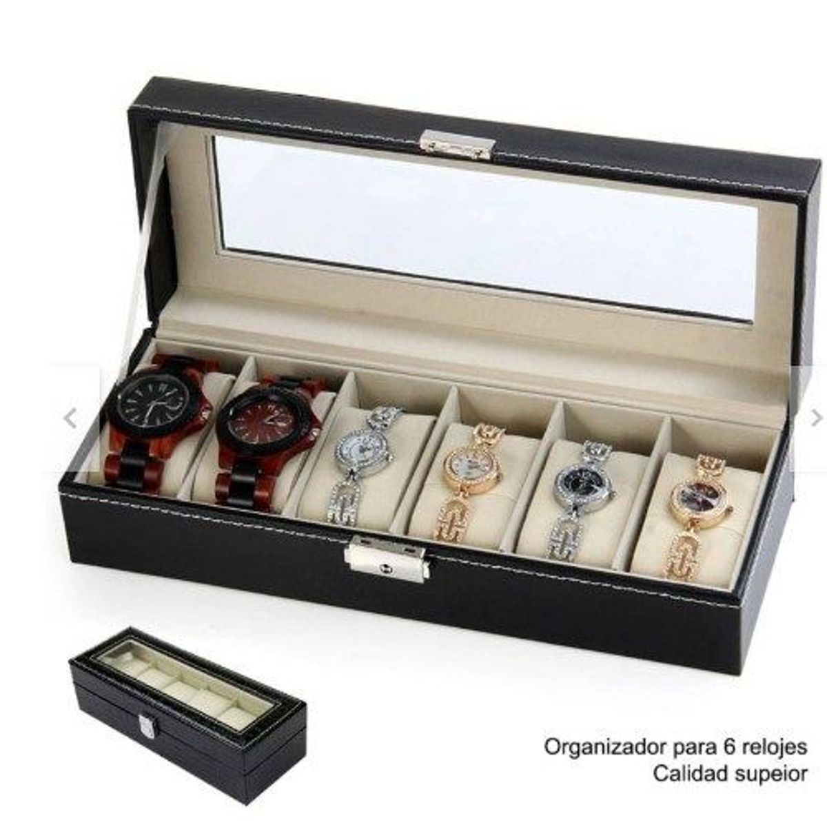 GENERICO - Maletín organizadora 6 relojes Negro