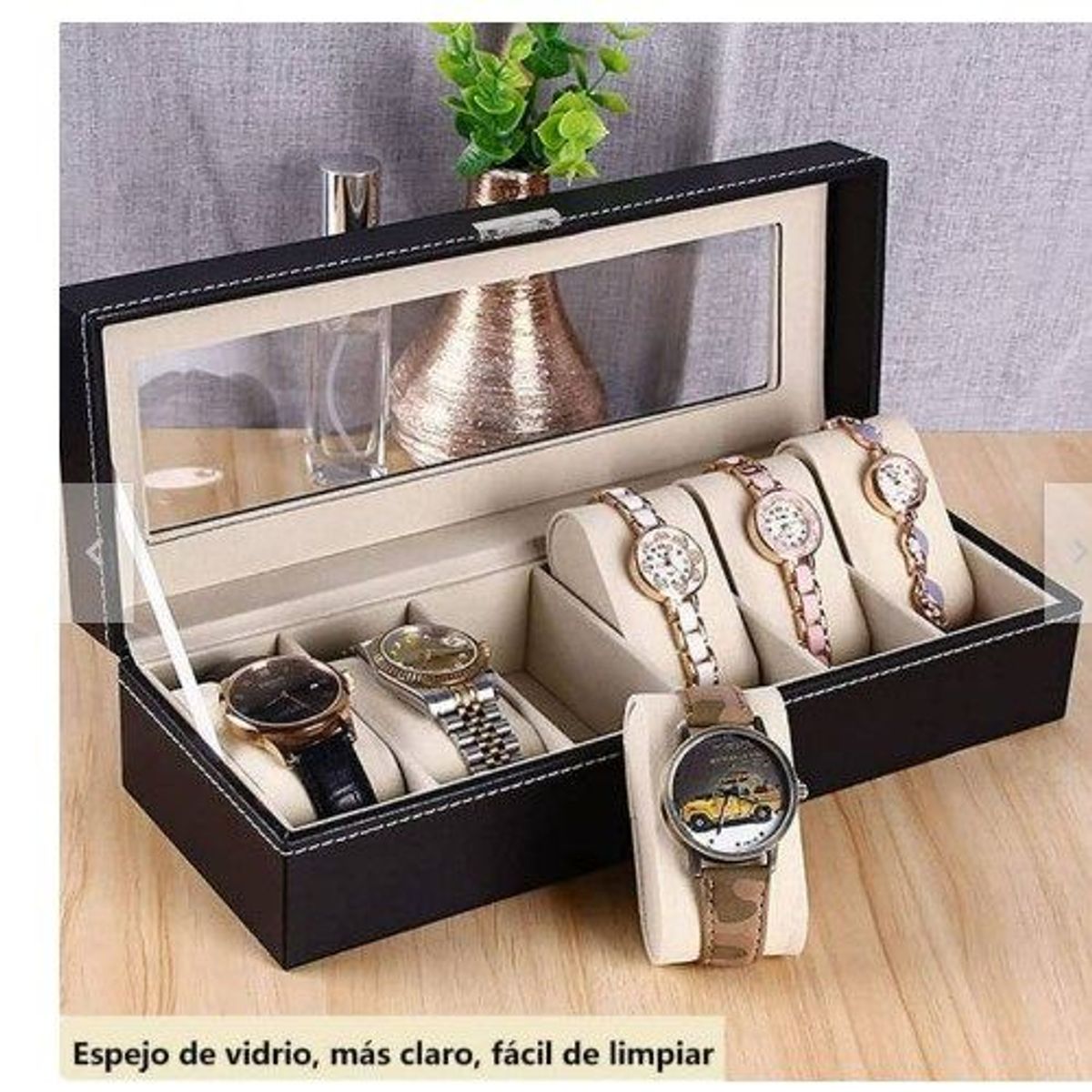 GENERICO - Maletín organizadora 6 relojes Negro