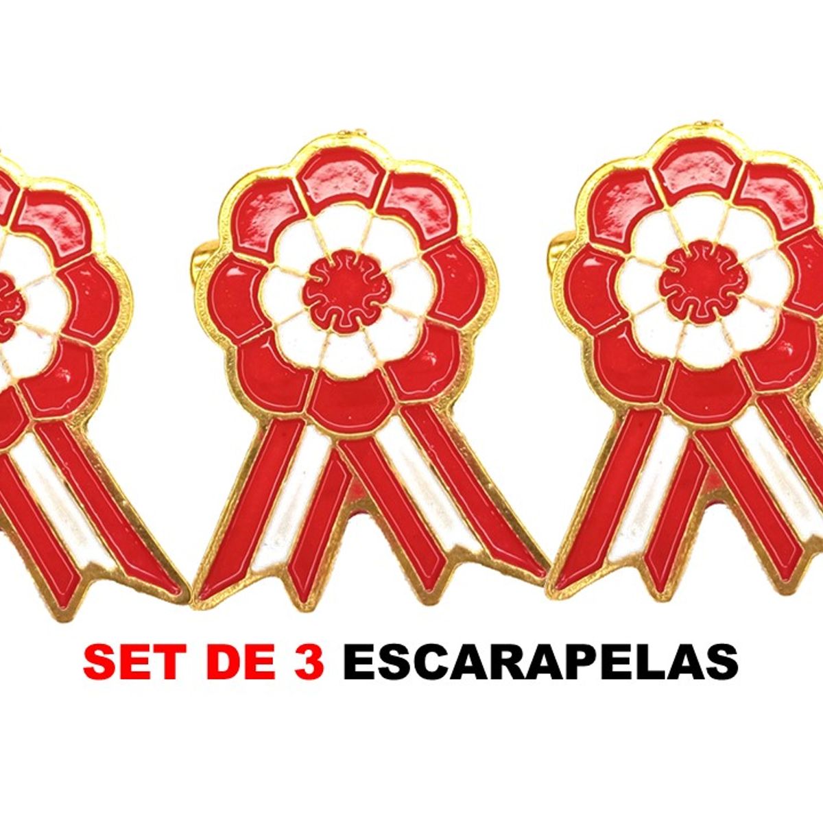 GENERICO - Set de 3 Escarapelas de Perú Metálicas Con Imperdible