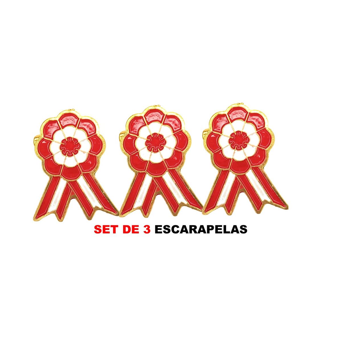 GENERICO - Set de 3 Escarapelas de Perú Metálicas Con Imperdible