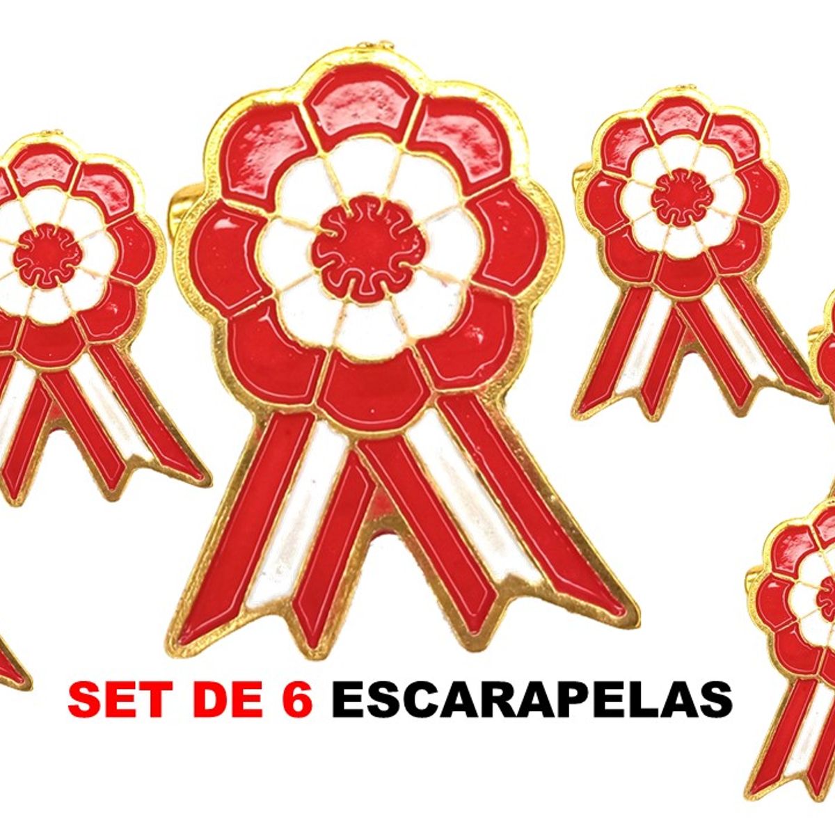 GENERICO - Set de 6 Escarapelas de Perú Metálicas Con Imperdible
