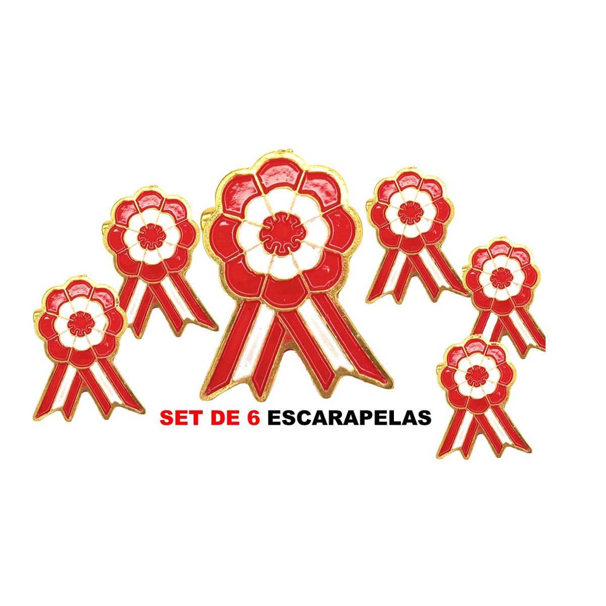 GENERICO - Set de 6 Escarapelas de Perú Metálicas Con Imperdible