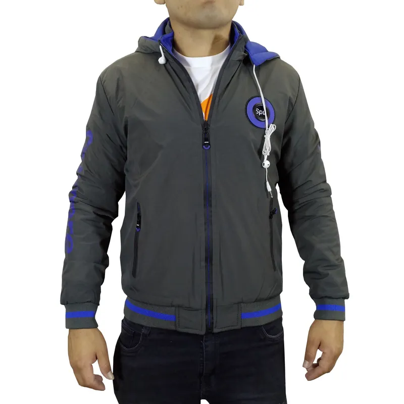 GENERICO - Casaca Térmica Hombre con audifonos - Plomo