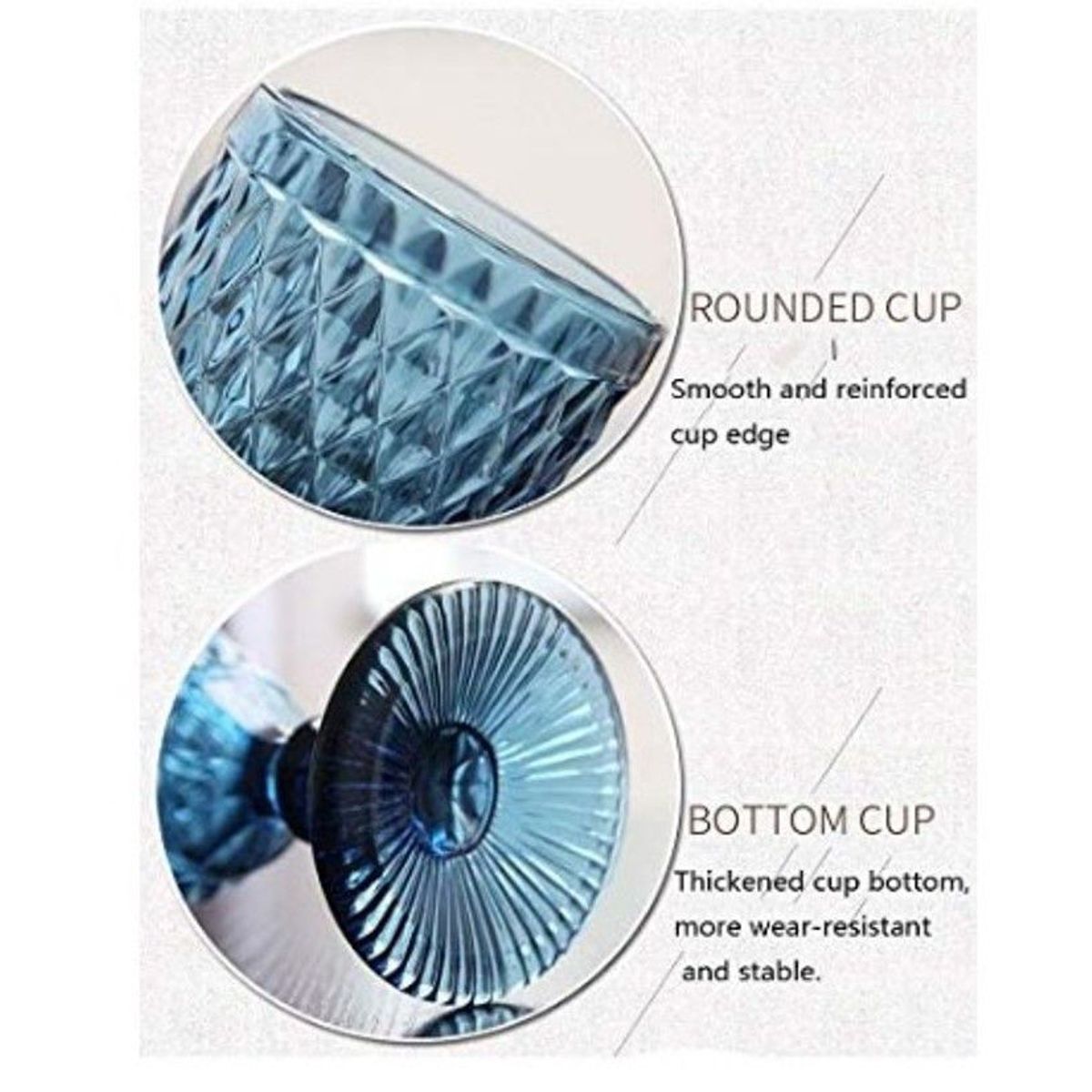 GENERICO - Set de Copas Labradas 6 pzas  De Calidad azules.