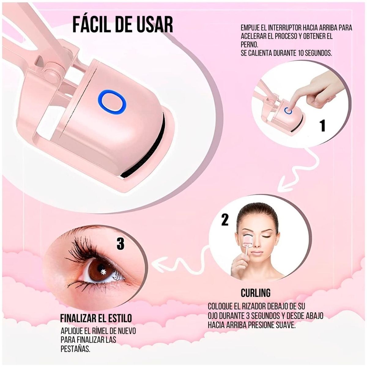 MINARI - Rizador de Pestañas Eléctrico Recargable R50 Color Aleatorio