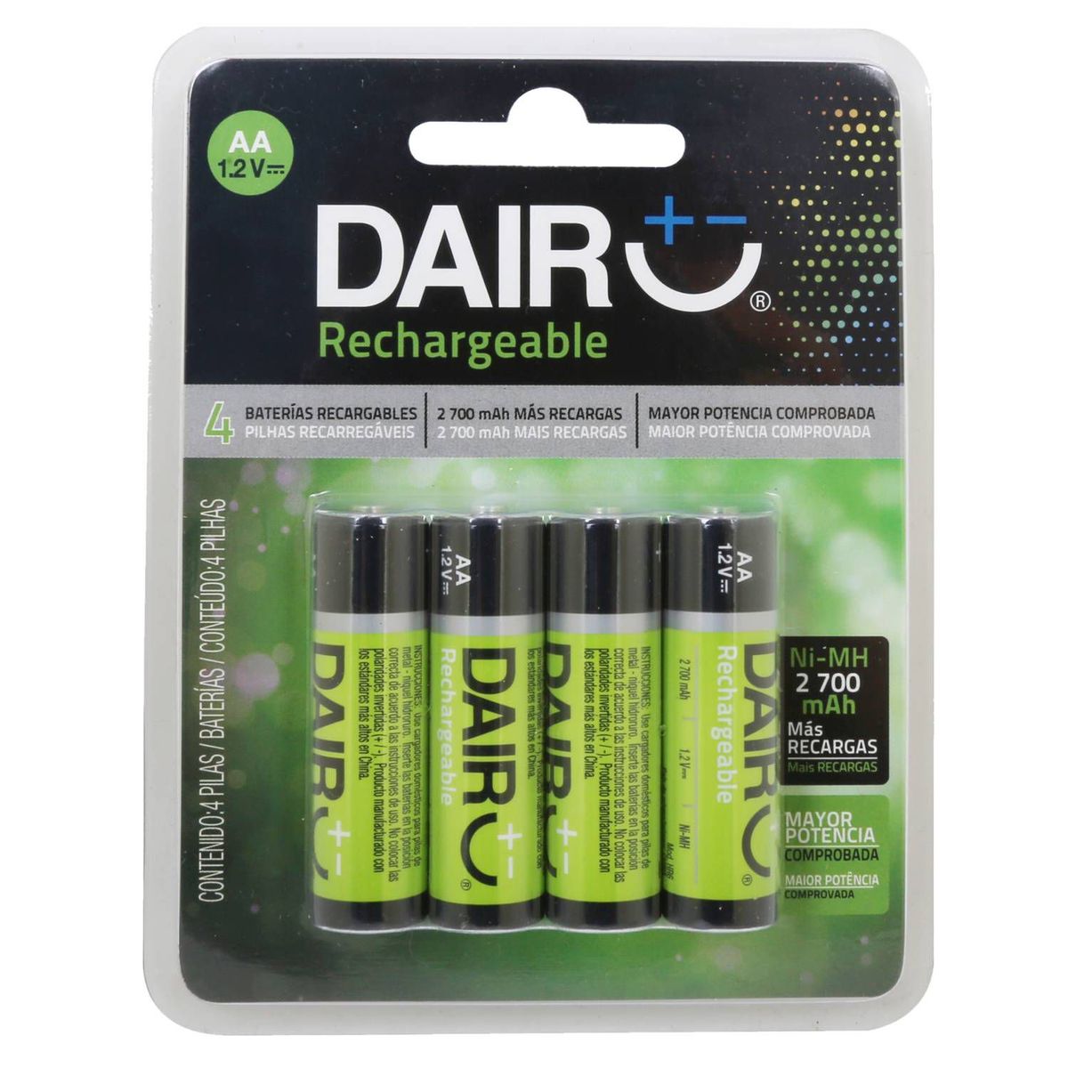 GENERICO - 2 Pares Pack de Pilas Recargables AA 1.2V Dairu