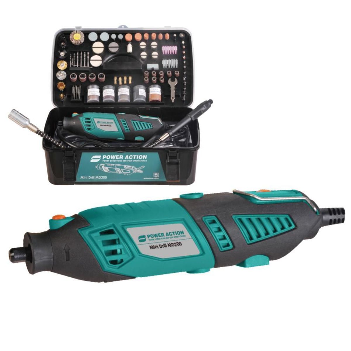 POWER ACTION - Minitaladro Kit 218 Piezas Power Action 200W Profesional