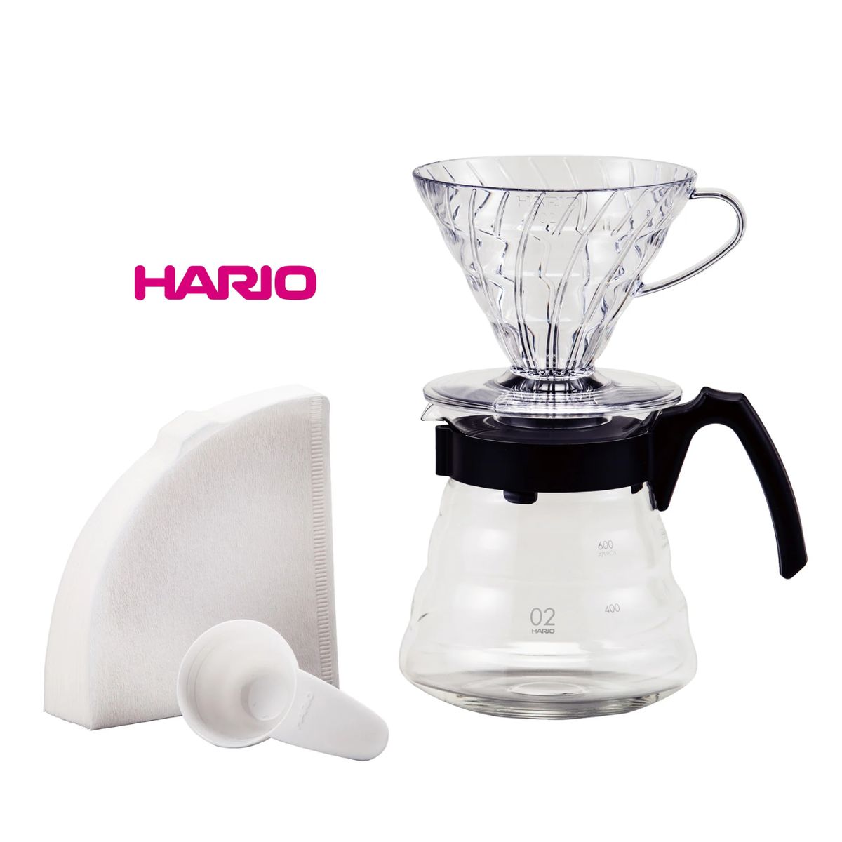 HARIO - Kit Negro V60 Dripper 1-4 Tazas - Hario
