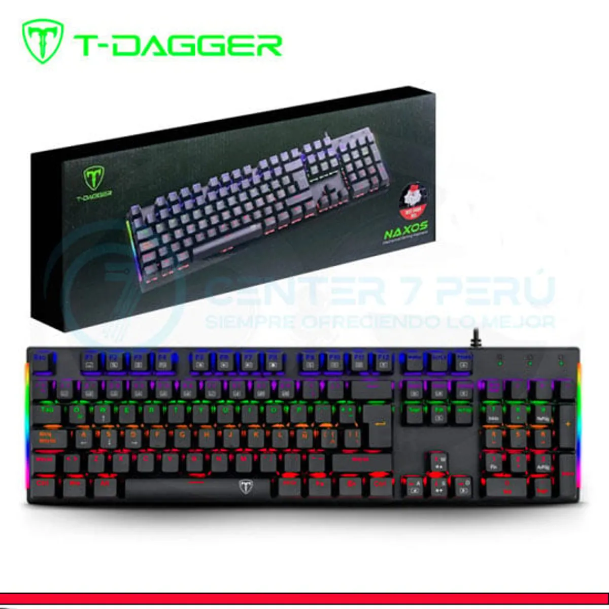 T-DAGGER - Teclado KB Mecánico NAXOS Black FullSize Red T-Dagger