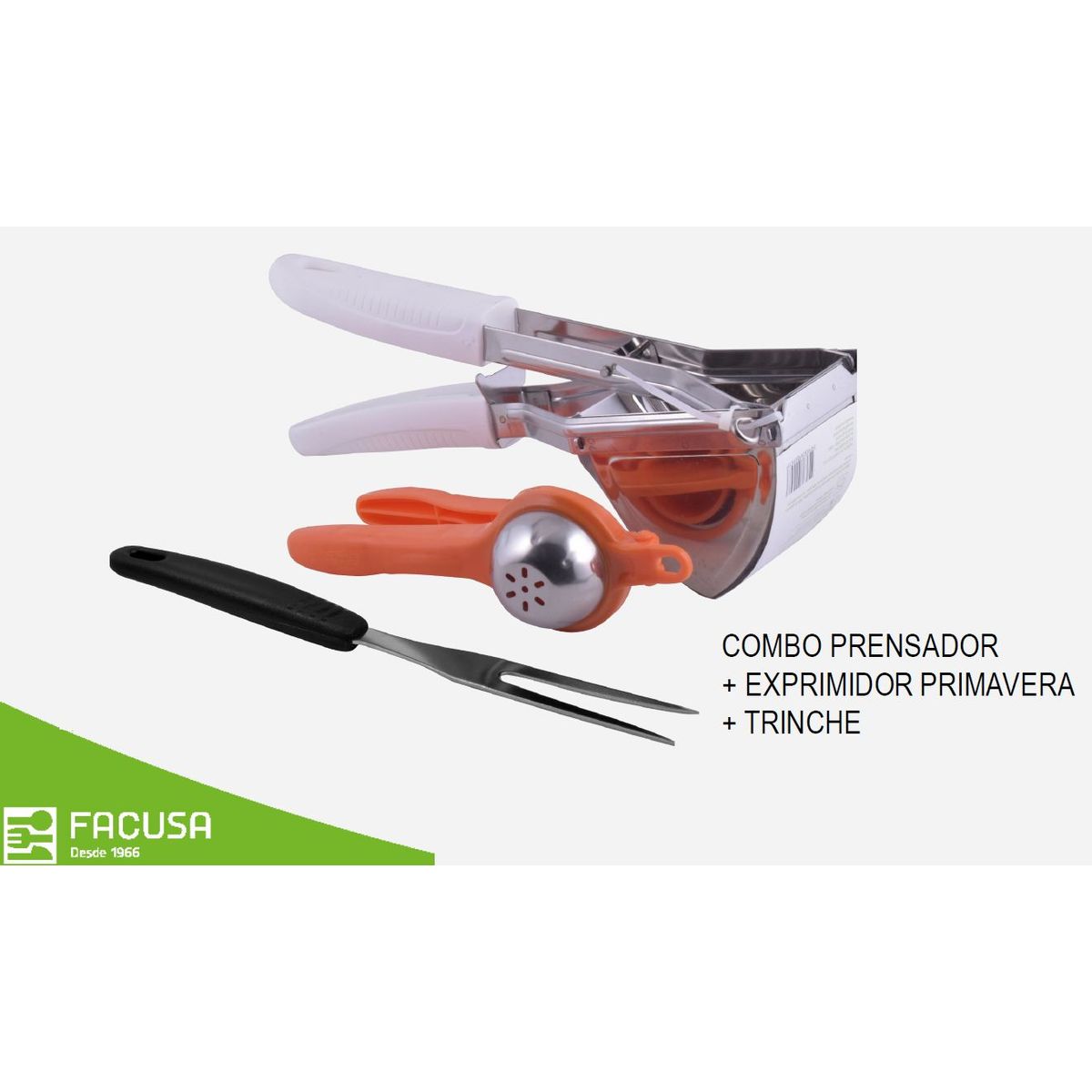 FACUSA - Prensa papas de Facusa con Exprimidor de Limon y trinche de Regalo