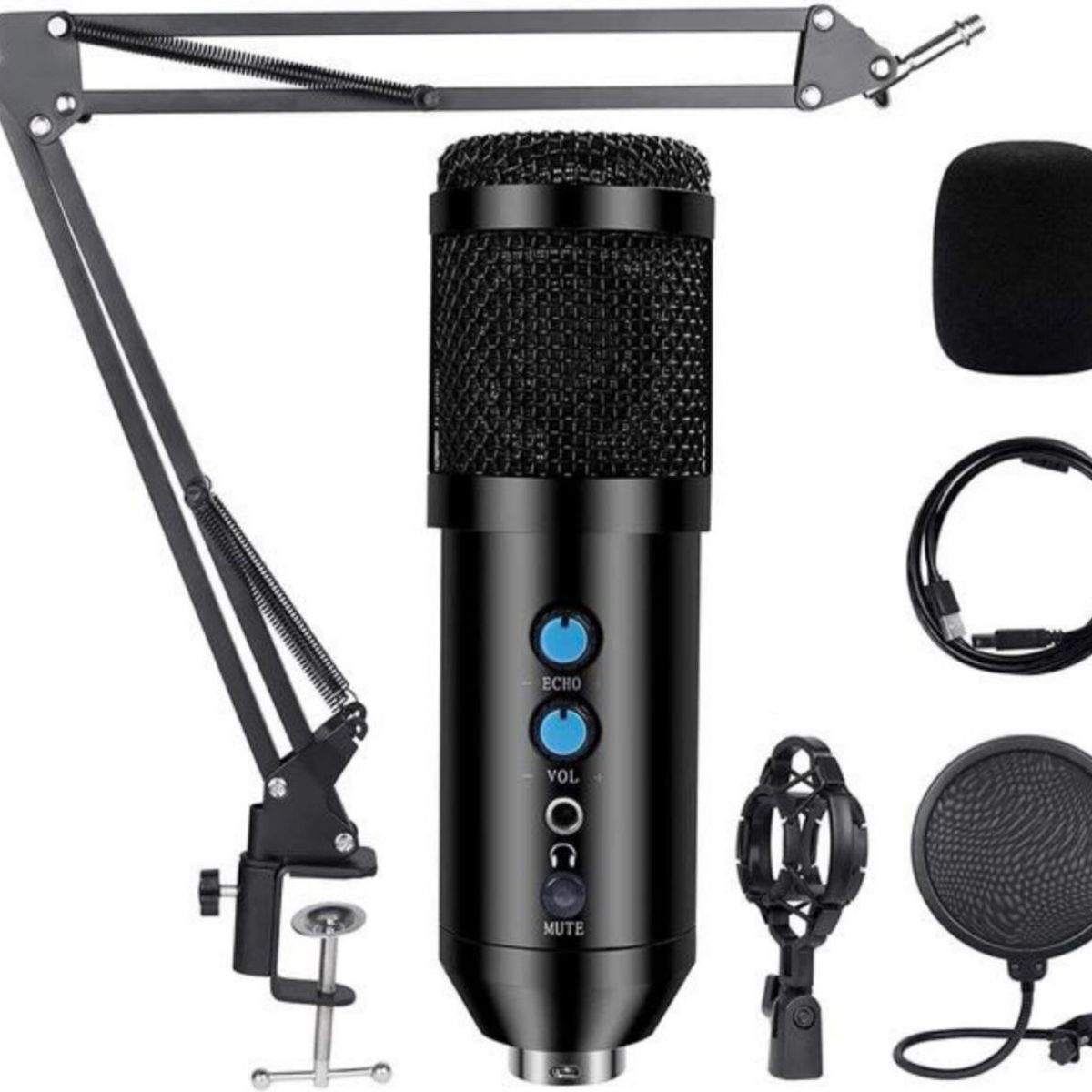 GENERICO - KIT MICRÓFONO CONDENSADOR PROFESIONAL USB