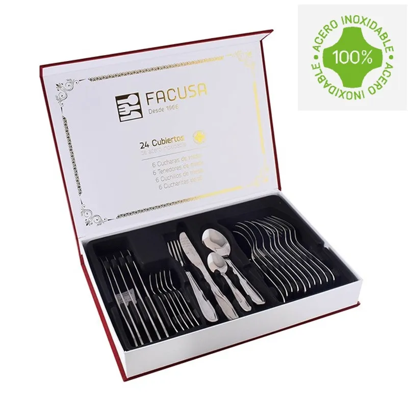 FACUSA - Juego de Cubiertos Facusa x 24 piezas Caja de Regalo