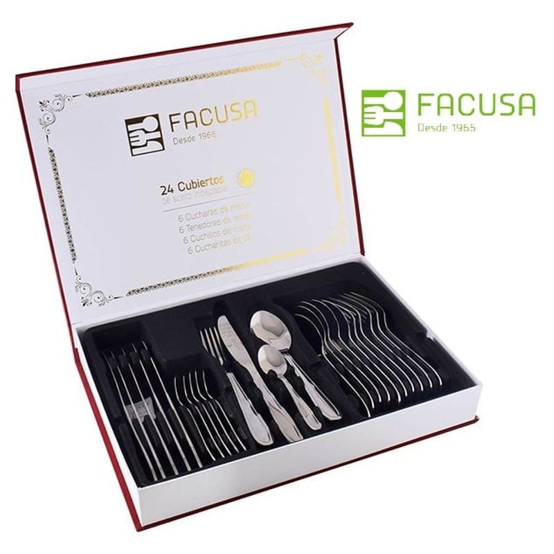 FACUSA - Juego de Cubiertos Facusa x 24 piezas Caja de Regalo