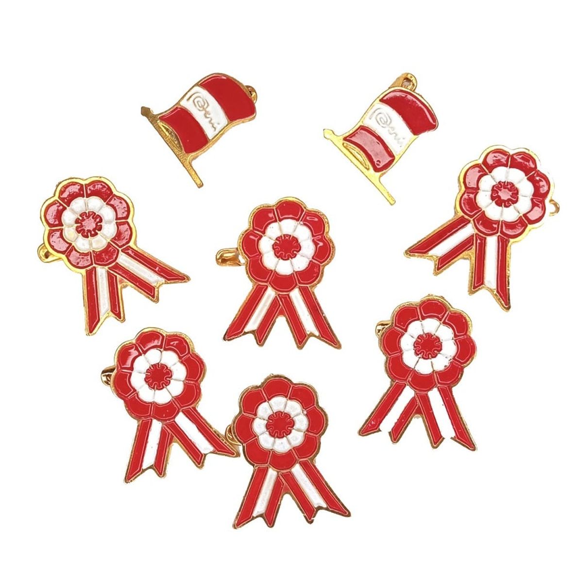 GENERICO - Set de 6 - Banderas y escarapelas Metálicas Con Imperdible